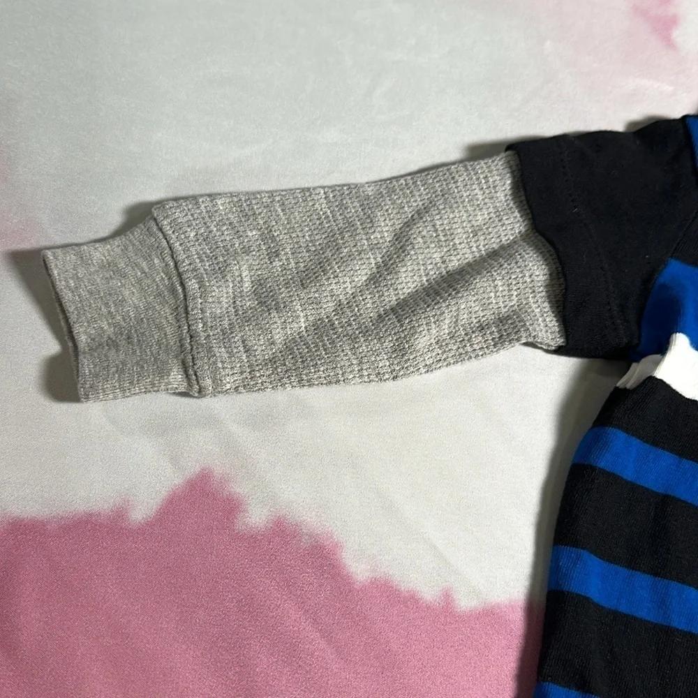 Wrangler Baby Boy's 3-6 M Polo One Piece Bodysuit Striped Thermal Long Sleeves